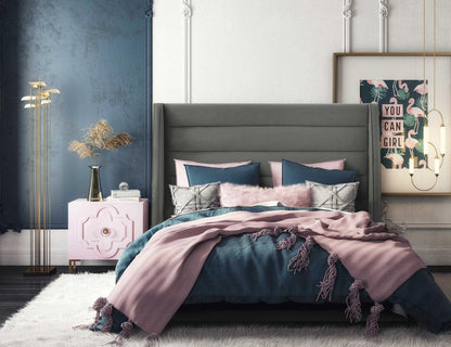 Letto in velluto grigio Kaui