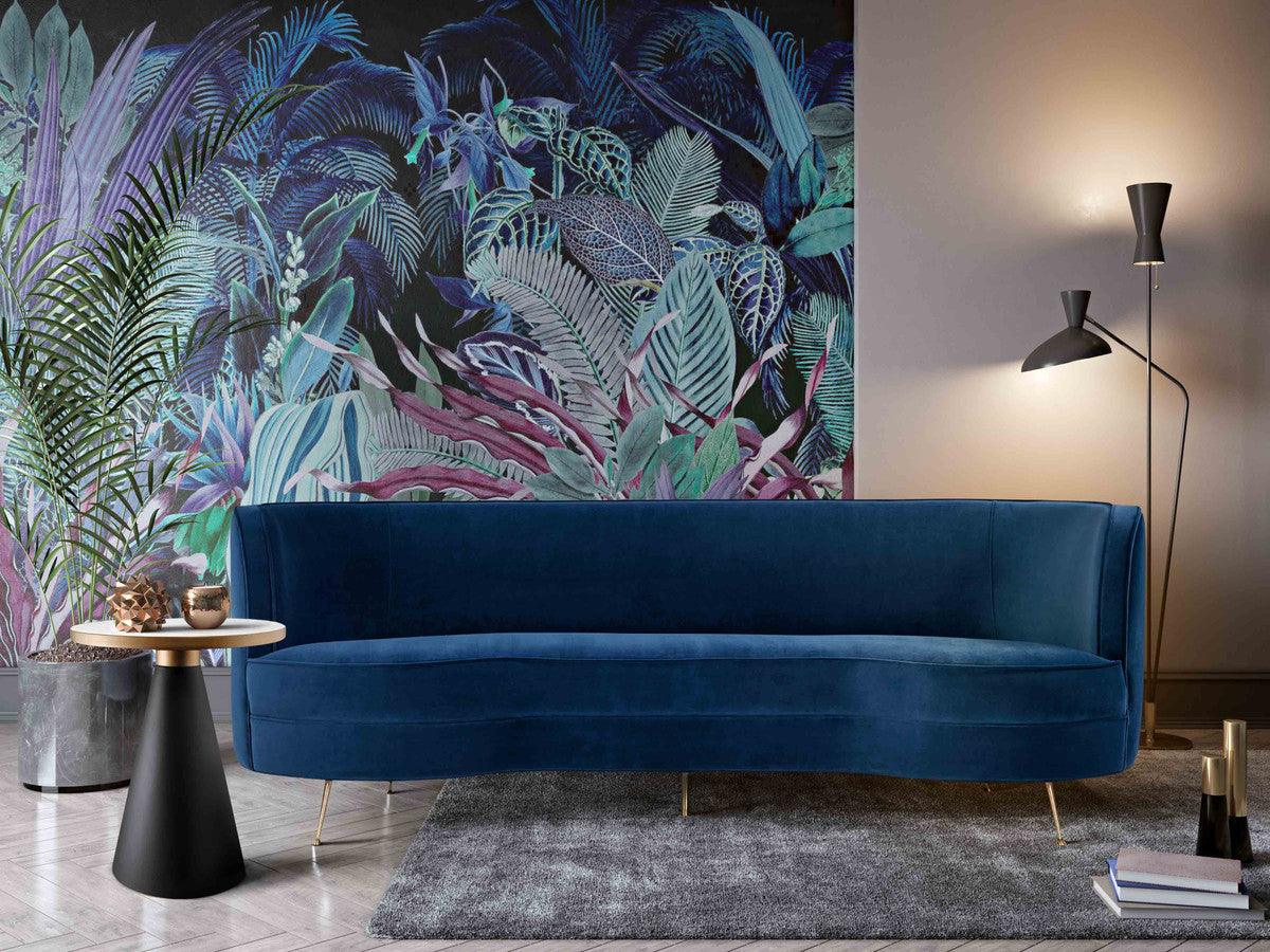 Divano in velluto blu navy Flay