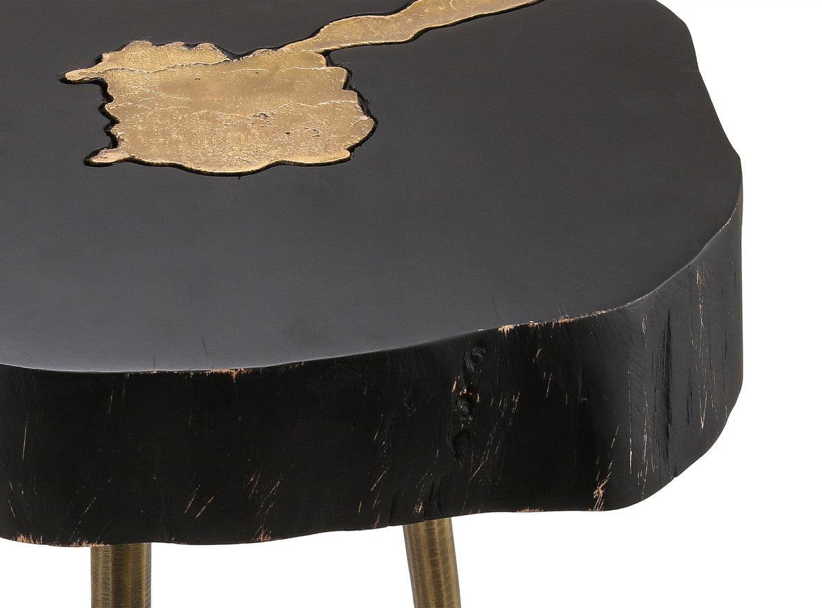 Tavolino laterale nero e ottone