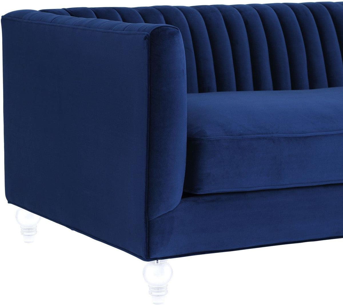 Divano in velluto blu navy Ava