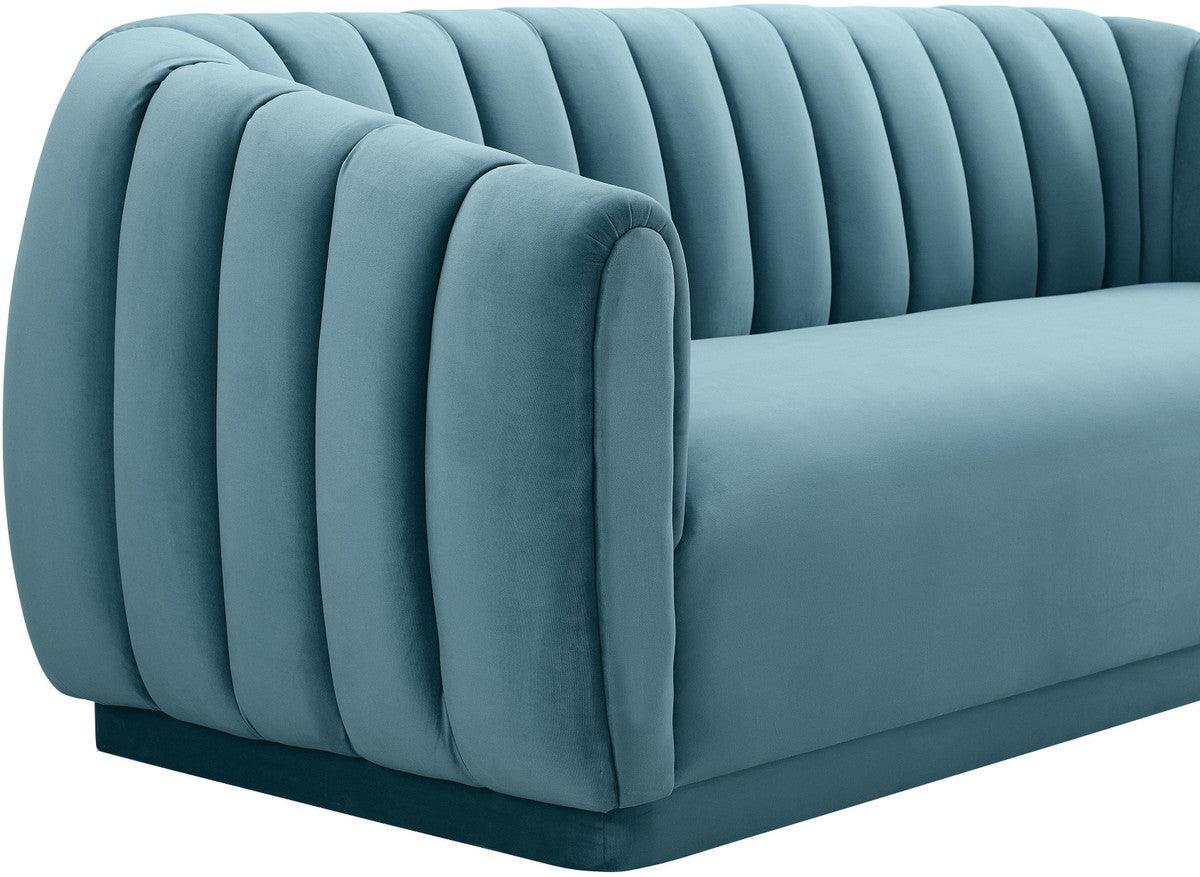 Divano Arnold in velluto blu mare