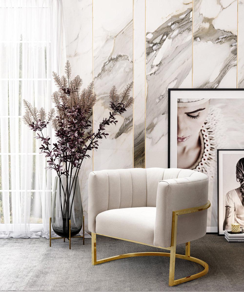 Sedia Magna Spotted Cream con base dorata