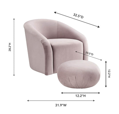 Set di sedie e pouf in velluto color malva Bosh