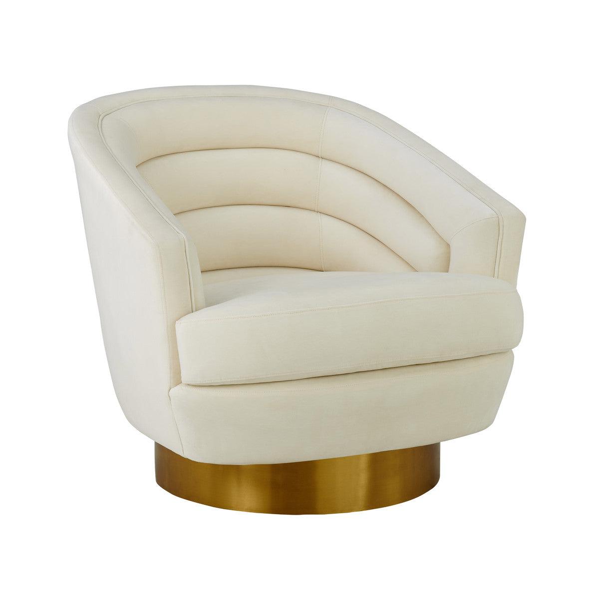 Sedia girevole Canova in velluto crema