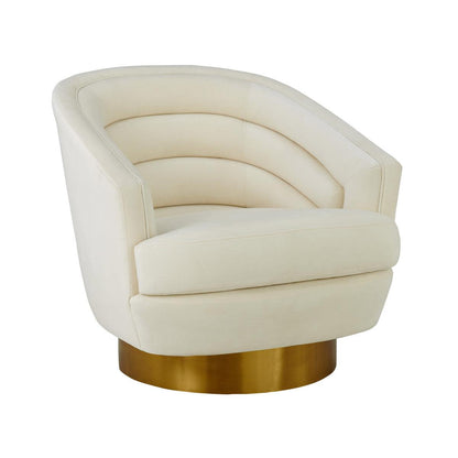 Sedia girevole Canova in velluto crema