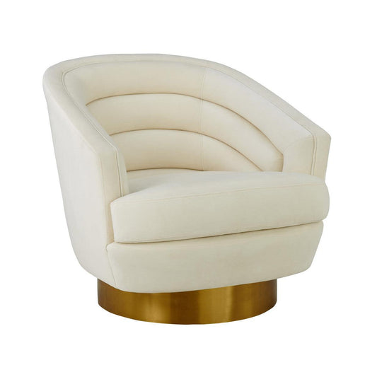 Sedia girevole Canova in velluto crema