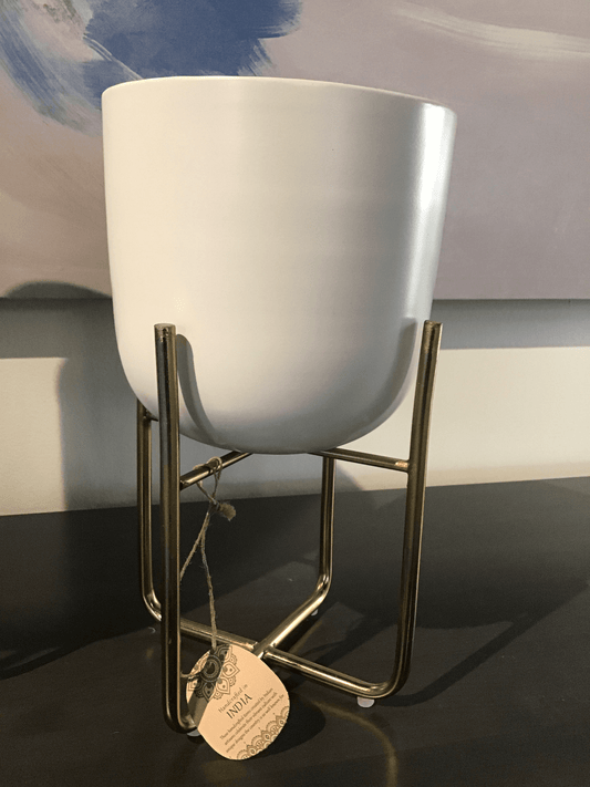 Vaso bianco con supporto dorato (piccolo)