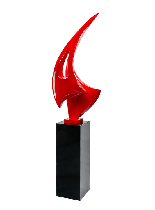 SCULTURA MARINAIO CON BASE - ROSSO