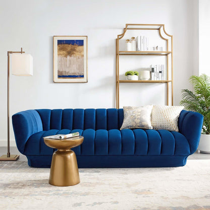 Divano in velluto trapuntato Lyla blu navy