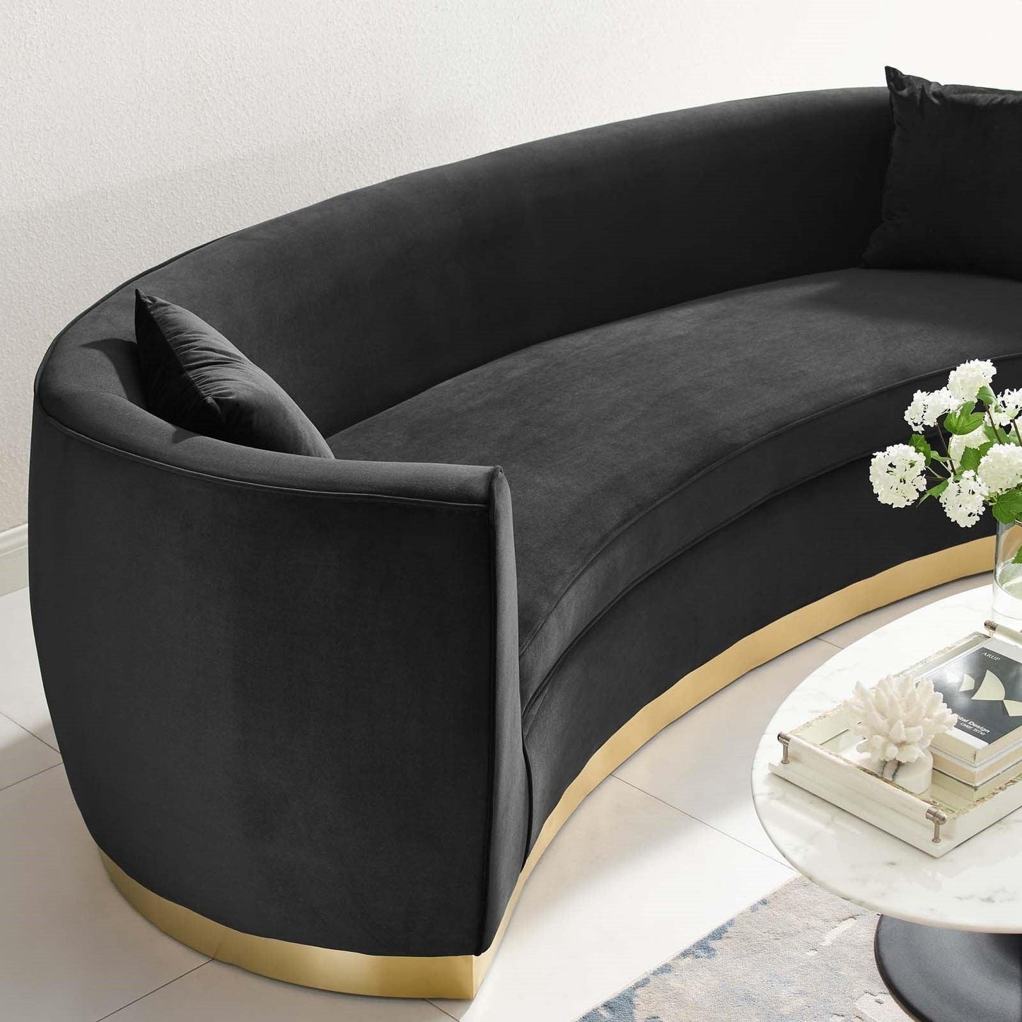 Divano in velluto curvy nero