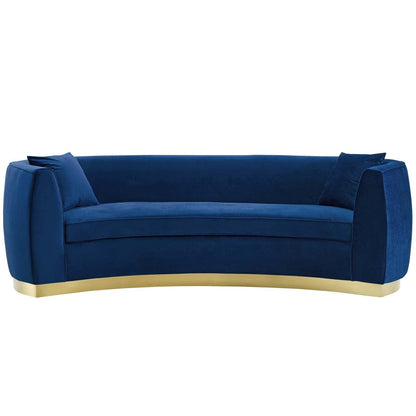 Divano in velluto curvy blu navy