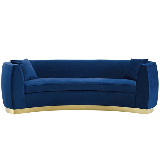 Divano in velluto curvy blu navy