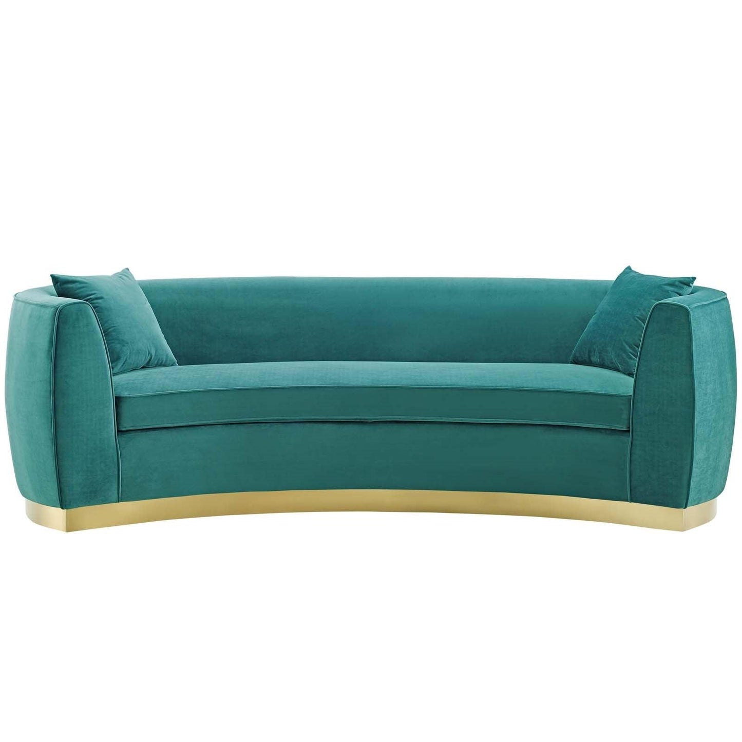 Divano in velluto curvy color verde acqua