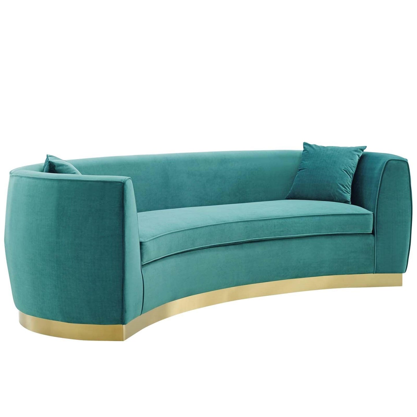 Divano in velluto curvy color verde acqua