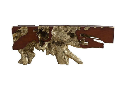 Consolle Freeform in foglia oro/finto legno