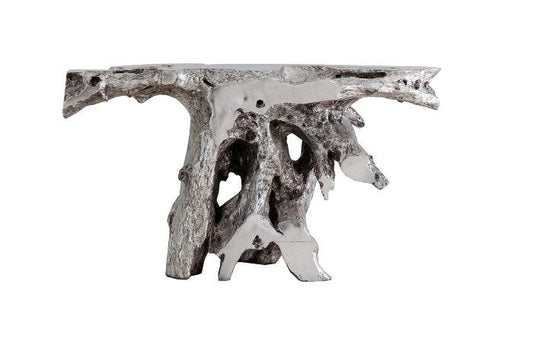 Tavolo consolle Brivo Freeform in foglia argento