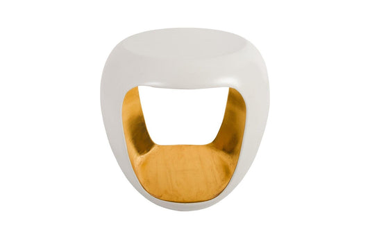 Tavolino Grotto Bianco Perla e Foglia Oro