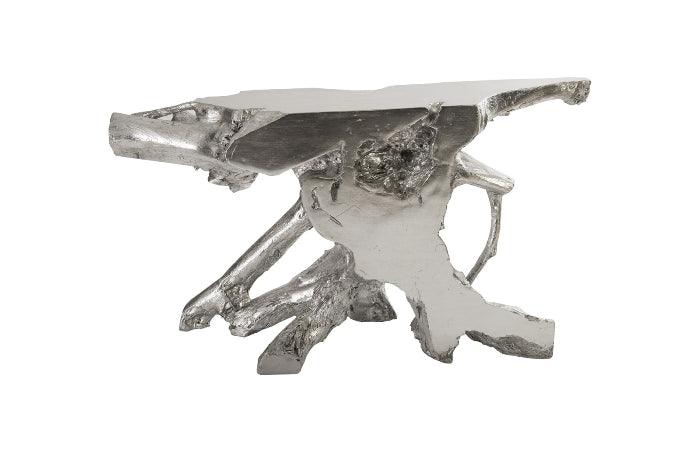 Tavolo consolle Freeform in foglia argento