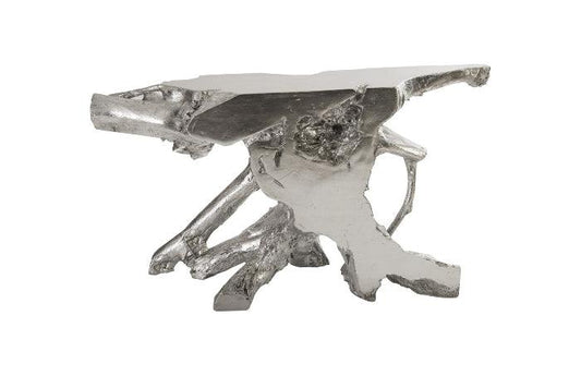 Tavolo consolle Freeform in foglia argento