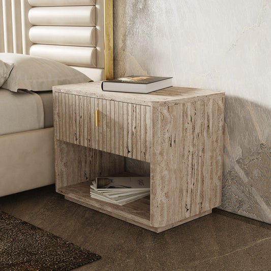Comodino Roma in finto travertino e oro