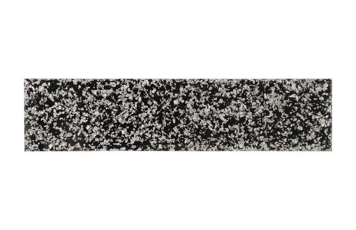 Tavolo consolle in argento smerigliato con base in acciaio inox